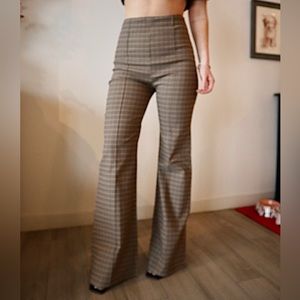 Plaid Flare Pants (elastic waistband)